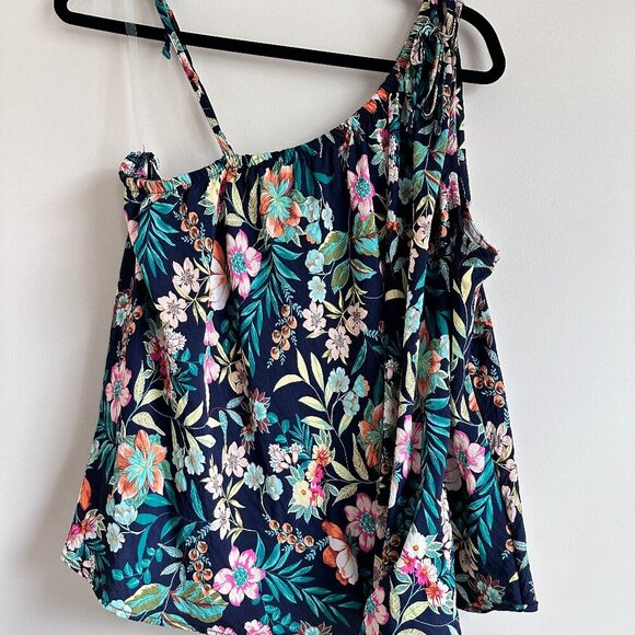 Chenault Tropical One Shoulder Flirty Top - Picture 1 of 3